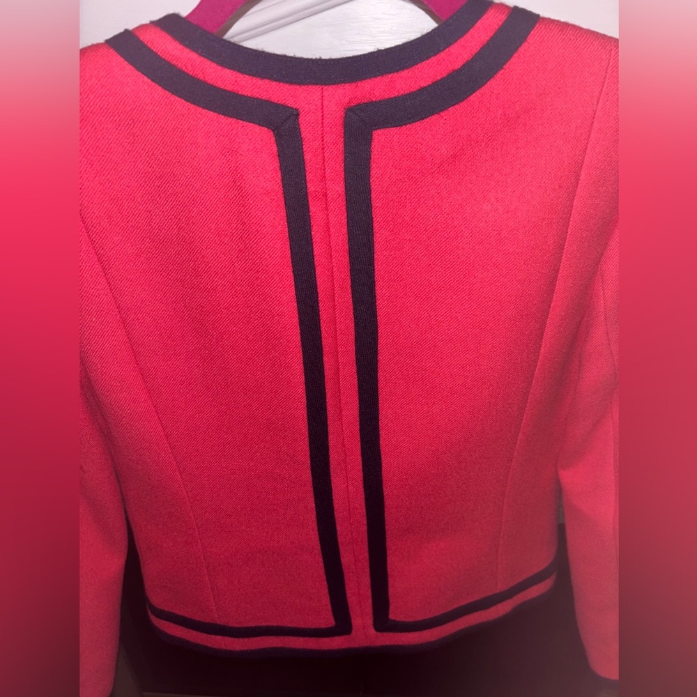 J. Crew Women's Wool Pink/Navy Jacket- Military Style Size 2 - Picture 8 of 13